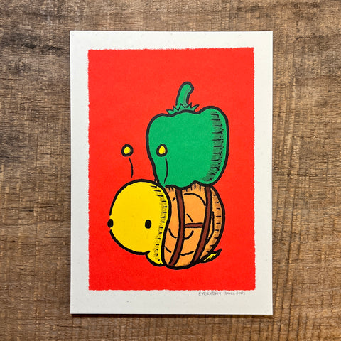 Green Pepper Snail Print (5X7)