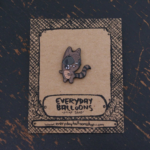 raccoon enamel pin