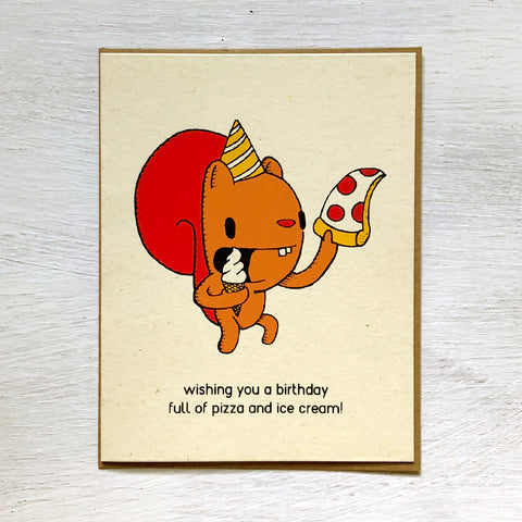 pizza and ice cream birthday card