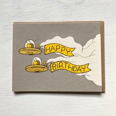 snail spaceship birthday card