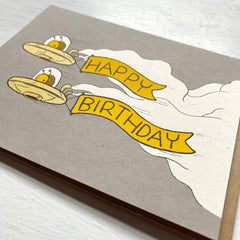 snail spaceship birthday card