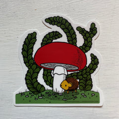 Hedgehog + Mushroom Sticker