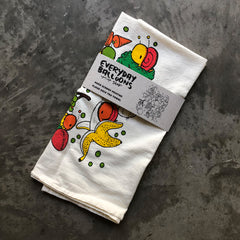 fruits and veggies flour sack tea towel