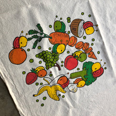 fruits and veggies flour sack tea towel