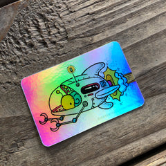 Snail Spaceship Holographic Sticker