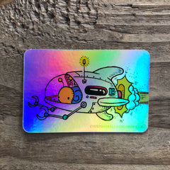 Snail Spaceship Holographic Sticker