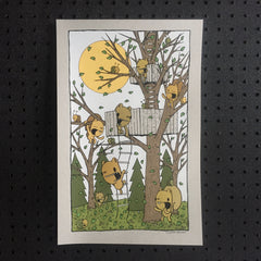 get up here - treehouse screen print (11x17)