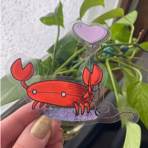 Heart Crab Clear Sticker