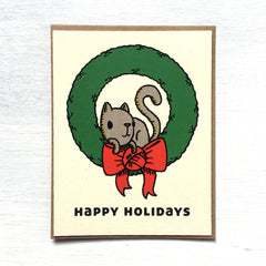 kitty wreath holiday card