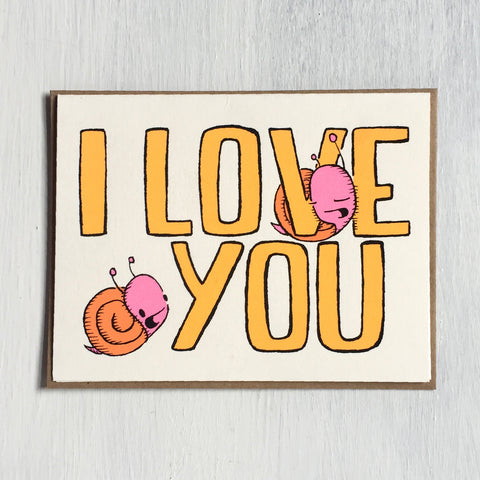 i love you - snails - greeting card