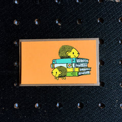 hedgehog + books mini card