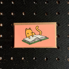 cat with book mini card