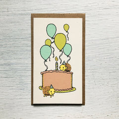 hedgehogs birthday mini card